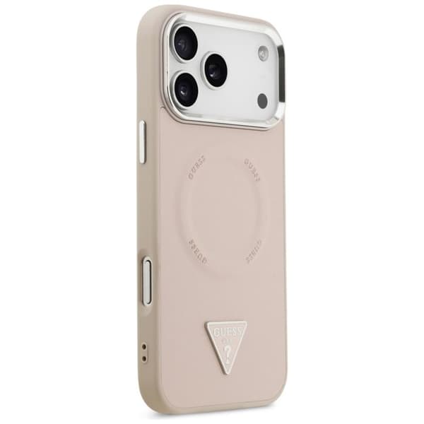 Guess hårdskal med triangel-logotyp MagSafe för iPhone 17 Pro - Rosa