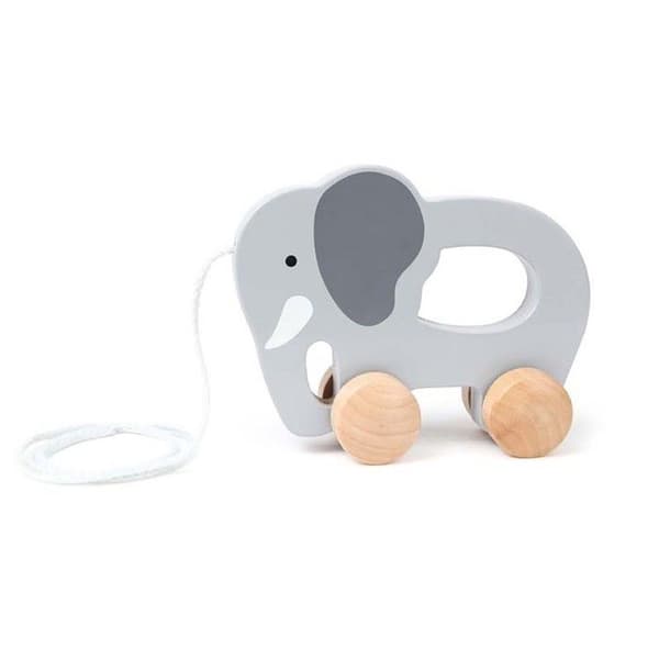 HAPE Elephant Pull Toy i trä - E0908 - Grå - 12 månader - Blandat - Inomhus