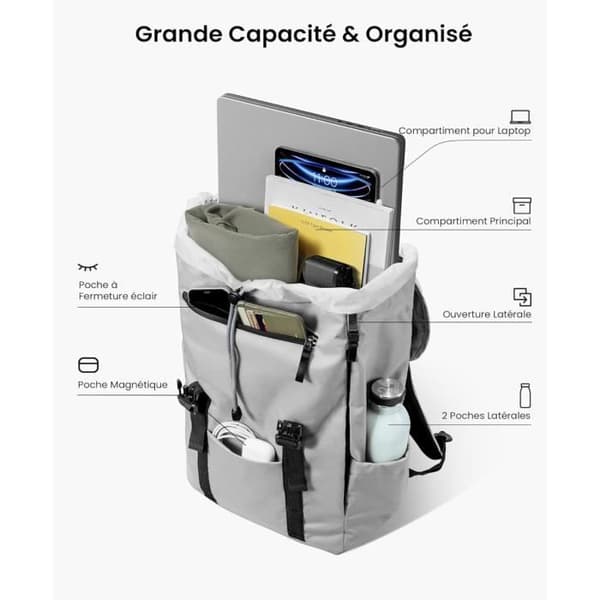 TomToc VintPack-TA1 22L ryggsäck för bärbar dator vit