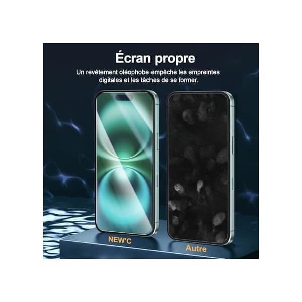 Objektivskydd - NEW'C - iPhone 16 - Härdat glas - Repbeständig - Utan bubblor