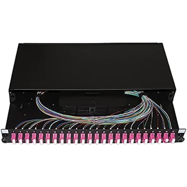 Fiberoptikpanel 19" - LINK - Djup 250 mm - Svart