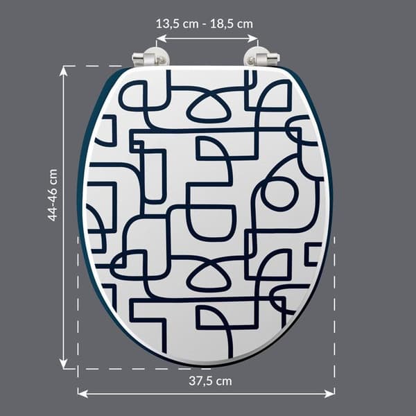 Toalettlock Tryckt "Labyrint" 46cm Vit