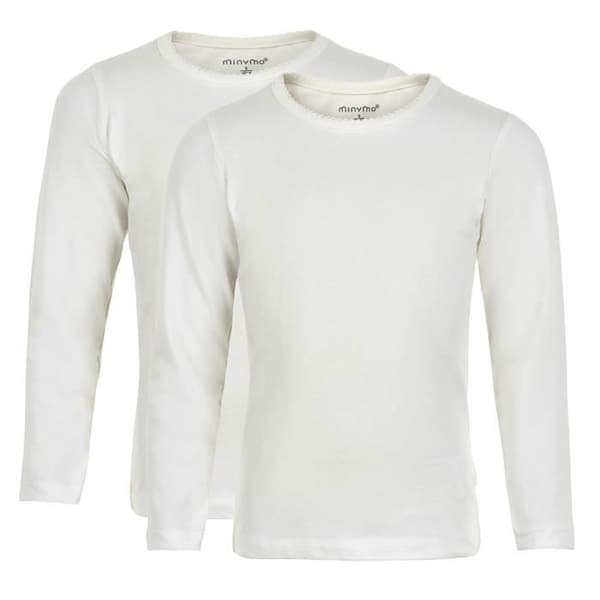 Minymo T-shirt tjej elastan/bomull vit 2 st
