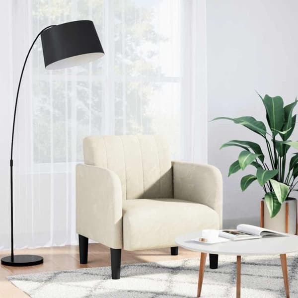 Fauteuil med armstöd crème 54 cm sammet
