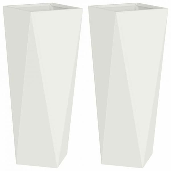 Jardiniär - VIDAXL - Pack 2 - Vit - Stål - 30 x 30 x 75 cm
