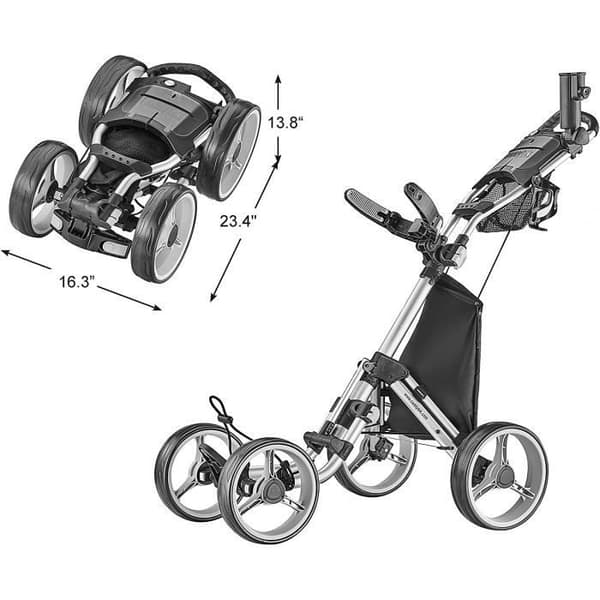 CaddyTek Golfvagn V8 - Superlite Golf-Pushvagn med 4 hjul, golfvagn version 8, golfvagn V8 - SIL, Silver,