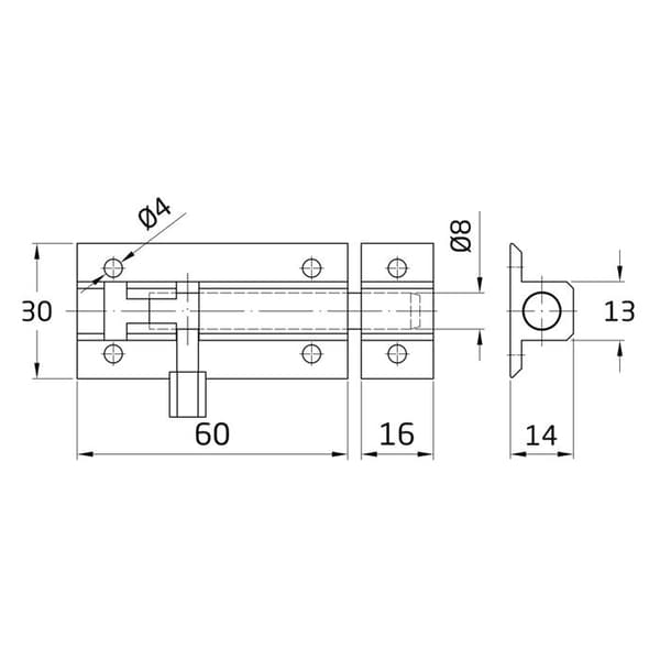 Targette - AMIG 500 - Aluminium - 60 mm - Vit