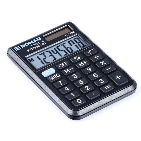 Pocket calculator - DONAU - K-DT2081-01 - LCD screen - Solar powered - Compact