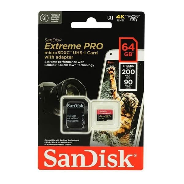 Minne-kort - SanDisk - Extreme Pro - 64GB - microSDXC - 200MB/s