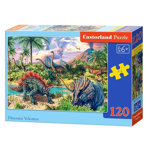 Pussel 120 bitar: Vulkaner och dinosaurier