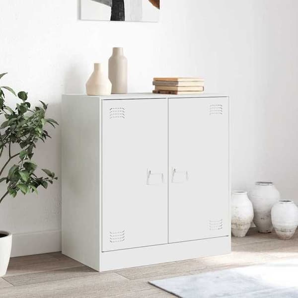 vidaXL Buffé vit 67x39x73 cm stål 841678