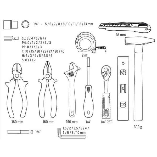 NEO TOOLS 60-delad verktygssatslåda - 10-200