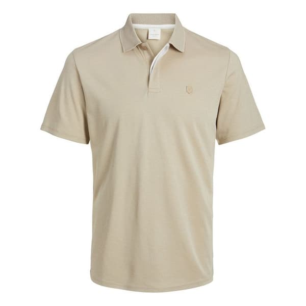 Beige polo med regular fit och knäppkrage
