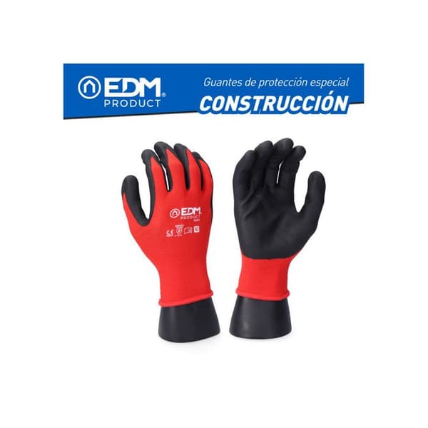 6 Bygghandskar i polyester belagda med latex storlek 9 Edm