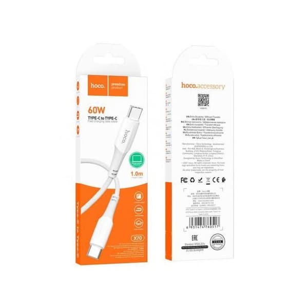 Snabbladdningsdatakabel - Hoco X70 Ferry - Typ-C till Typ-C - 60W - 1m