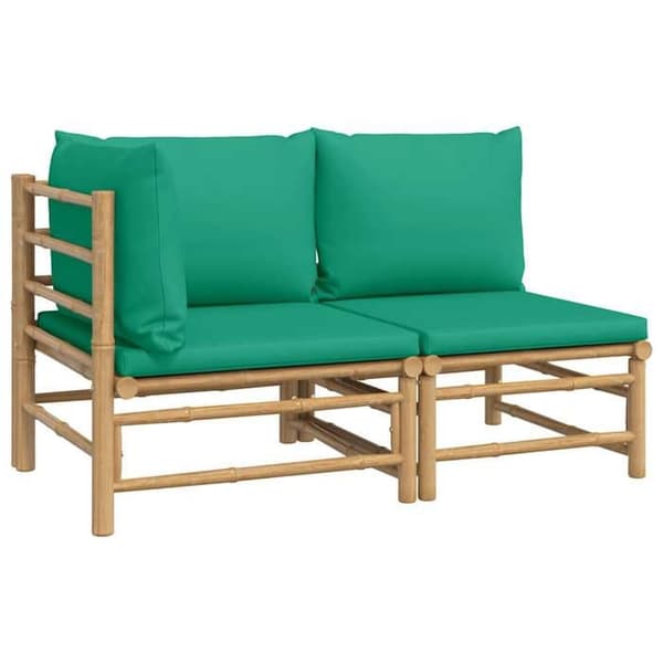 vidaXL Trädgårdsmöbler Set 2 st med Kuddar Bambu Grön 362291