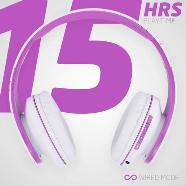 Bluetooth-hörlurar - POWERLOCUS - Fällbara - HD stereo - Micro SD/TF - Lila
