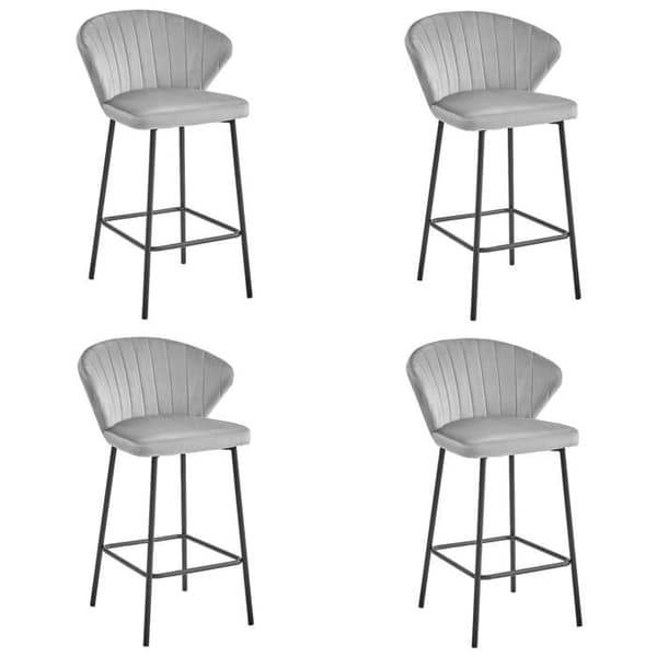 Taburett GATTA - silvergrå sammet / svarta ben x 4