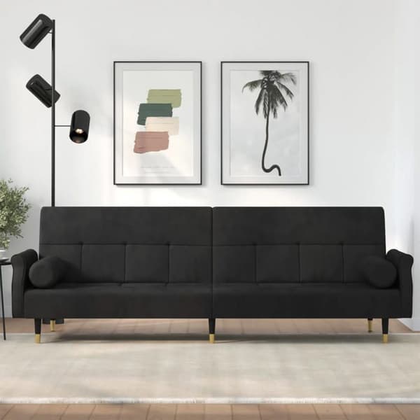 vidaXL bäddsoffa med kuddar Black Velvet 351861