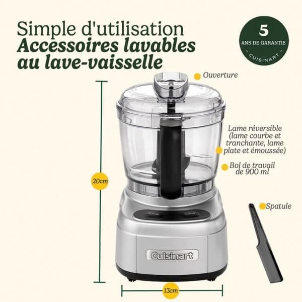 Elektrisk köttkvarn - CUISINART - ECH4E Mini Prep Pro - 250 W - 900 ml - Grå