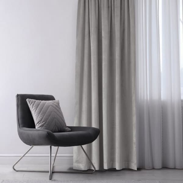 Voilage - HOMEDE - VILA - 200 x 245 cm - Sammet 100% polyester - Grå