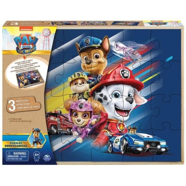 Paw Patrol träpussel - Nickelodeon - 3 pussel 72 bitar