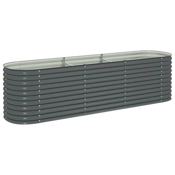 Jardinière - vidaXL - 320x80x81 cm - Galvaniserat stål - Grå - Rektangulär
