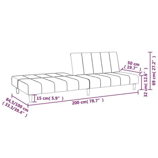 vidaXL 2-sits bäddsoffa ljusgrå sammet 375763