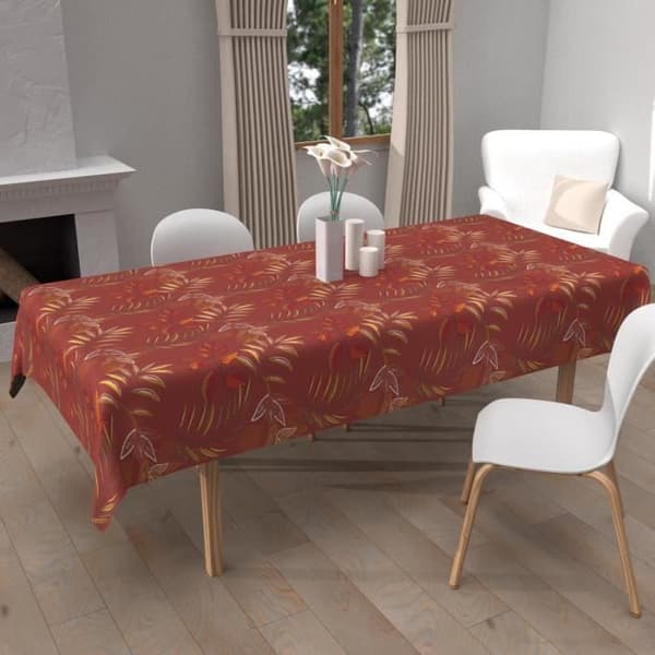 Rektangulär anti-fläcktryckt bordsduk 140x200 cm BLORES, av Soleil d'Ocre