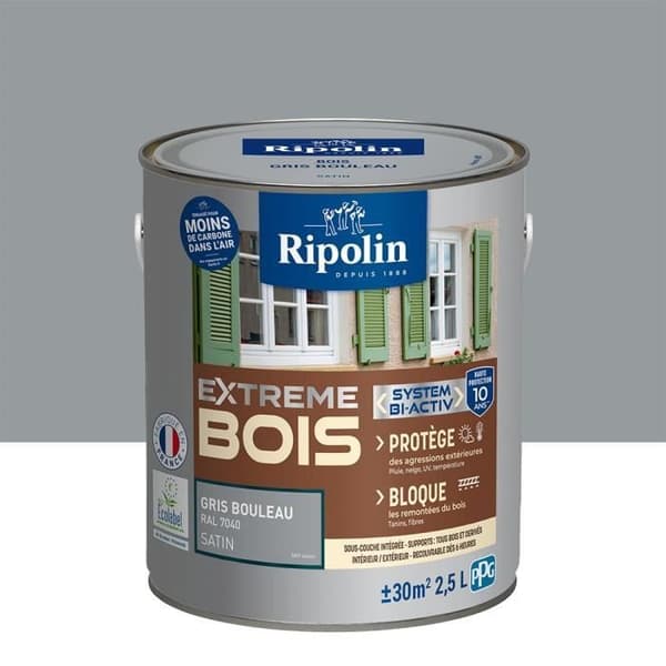 Interiör & Exteriör Träfärg - Satin - 2,5L - Björkgrå Ral 7040 - Ripolin