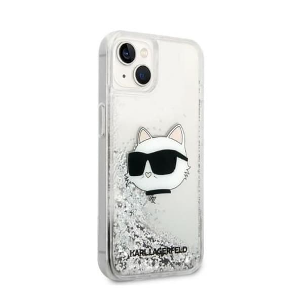 KARL LAGERFELD Coque Liquid Glitter NFT Choupette Head för iPhone 14 Plus - Silver