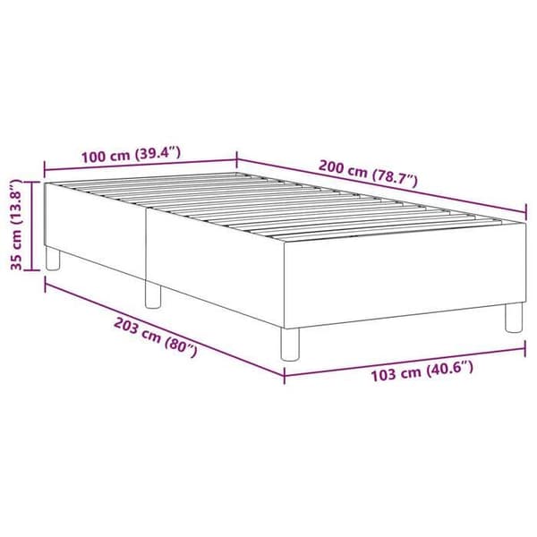 vidaXL Plattformssängram Ljusgrå 100 x 200 cm 3337392