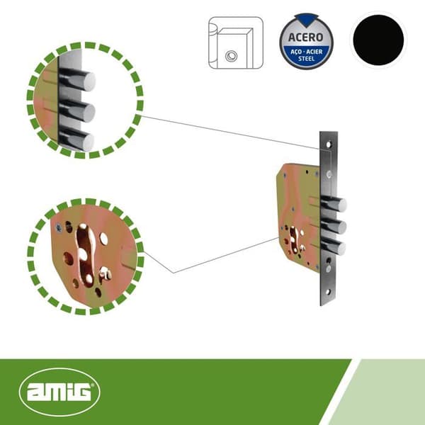 Extra lås - Amig - 1102 - Robust stål - 3 lås - Enkel installation