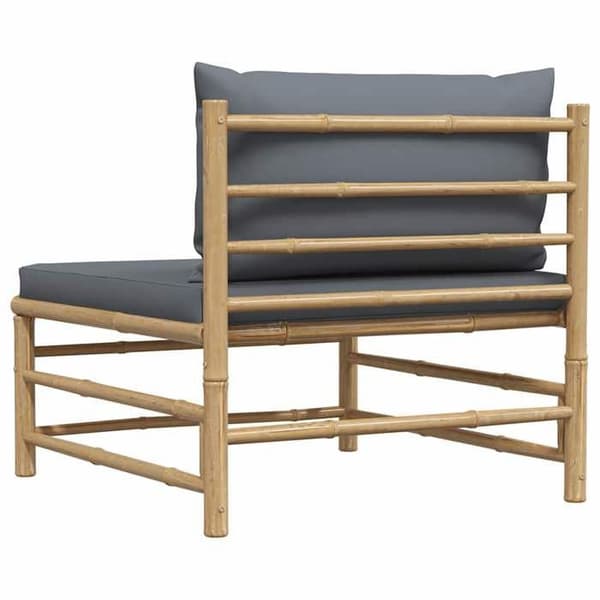 vidaXL Mid-Garden soffa med mörkgrå kuddar Bambu