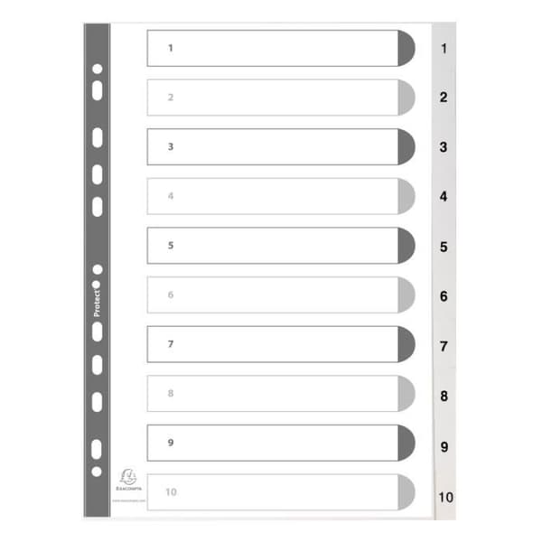 Intervallflikar - EXACOMPTA - A4 - 10 positioner - Polypropylen - Vit