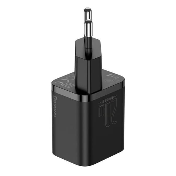 Baseus 20W Fast Wall Charger + Lightning USB-C-kabel för iPhone 13 12 Pro Max 11 Mini 8 Plus Svart