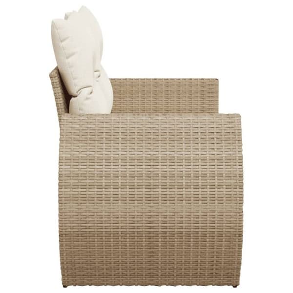 vidaXL Trädgårdssoffa med kuddar 2 platser beige flätad resin 366062