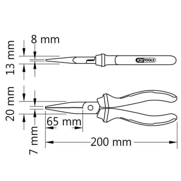 KS Tools Tång plattor tandade ERGOTORQUE 200 mm