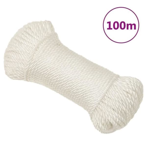 153037 vidaXL Arbetsrep Vit 3 mm 100 m polypropen