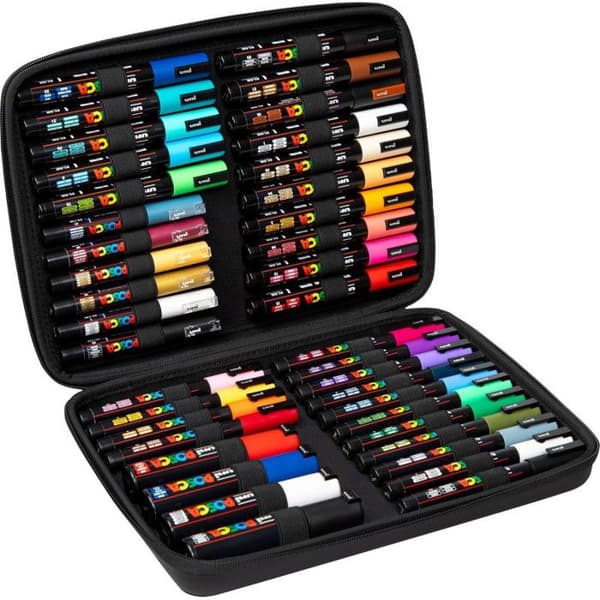 Väska med 40 pennor - POSCA - Färgsortiment + spetsar - PC1-1M - PC3M - PC5M - PC8K