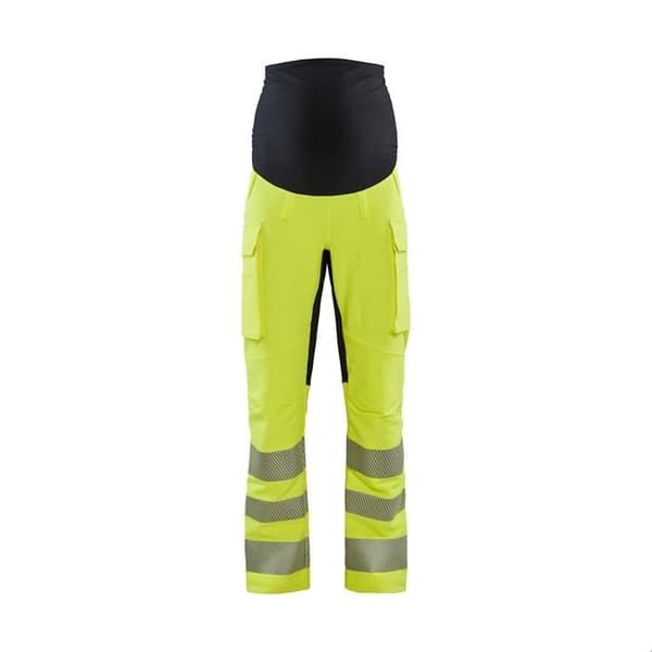 Högsynlighets stretch 4D graviditetsarbetsbyxor för kvinnor Blaklader - Fluogul/ Svart