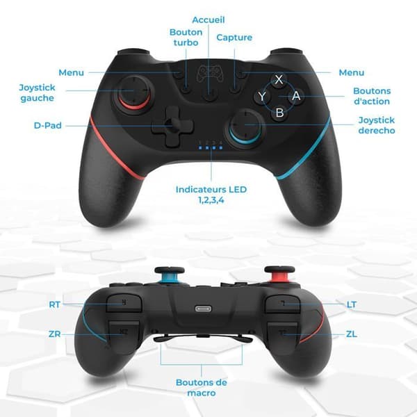 Trådlös spelkontroll - NK - Switch - Kompatibilitet med Nintendo Switch, Switch Pro, PC - Ergonomisk design