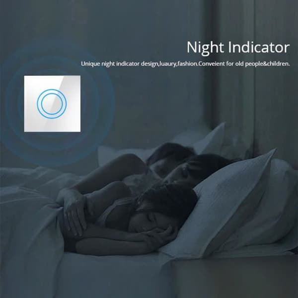 Ljustknapp - Maclean - Taktile LED - Vitt glas - 2 knappar - 1000W max