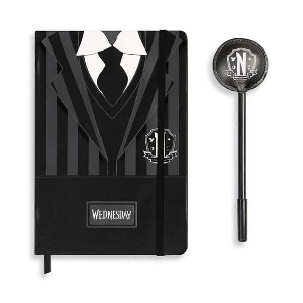 Journal + Stylus - KARACTERMANIA - Onsdag Uniform - Svart - One Size - Presentask
