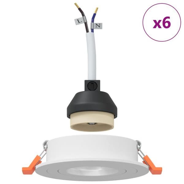 Inbyggda Spotlights 6 st Rund GU10 Vit Ø91 mm