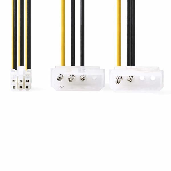 Strömkabel - NEDIS - 2x Molex Hane - PCI Express Hon - 0,15 m - Svart