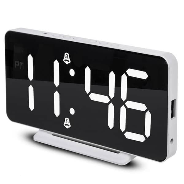 GreenBlue - Klocka / Väckarklocka med alarm och termometer - LED - Vit