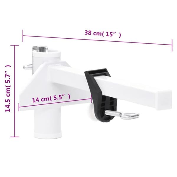 Parasollklämma för balkong vit 38 mm stål