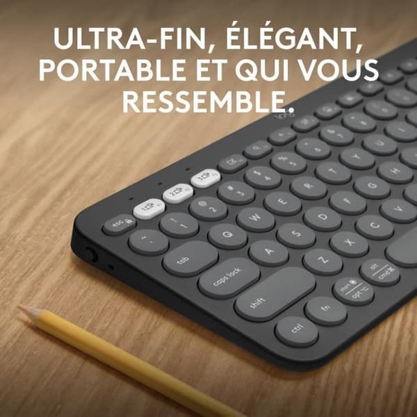 Tangentbord - Trådlöst - Logitech - Pebble Keys 2 K380s - Lättbyteknapp - Grafit