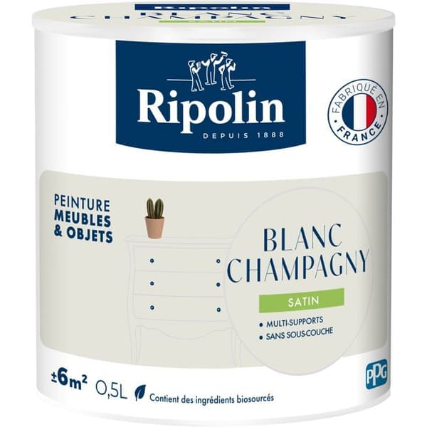 Möbel- och objektfärg - Champagnevit - Satin - Ripolin - 0,5L